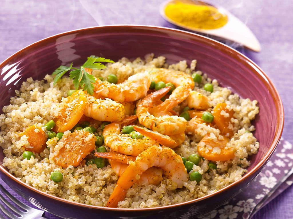 Un délicieux quinoa qui met à l'honneur la noix de coco et la crevette... un vrai régal pour nos papilles et notre santé !